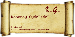 Kenesey Győző névjegykártya